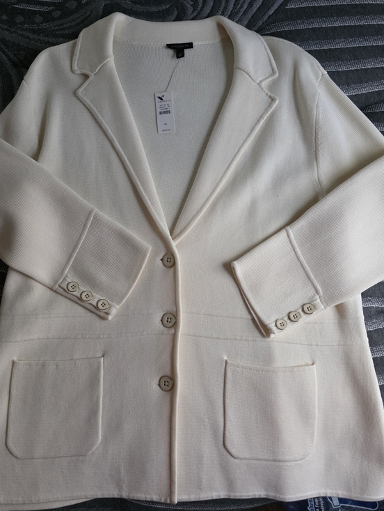 Talbots Jackets & Blazers - NWT Talbots Cream Ponte Knit Blazer Jacket - Classic 3 Button Front XL
